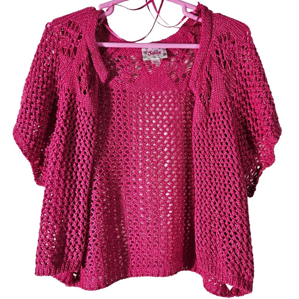 Justice Girl's Size 12-14 Hot Pink Knit Cardigan
